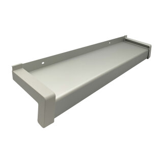 Aluminium Fensterbank silber EV1, Ausladung: 240 mm, Rasterlänge: 2200 mm Kunststoffgleitabschluss (Paar)